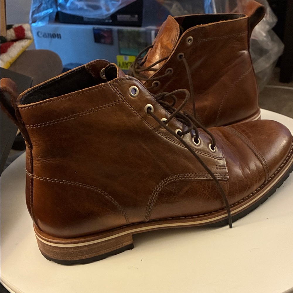 Helm Brown Leather Men's lace up Boots - Picture 2 of 7